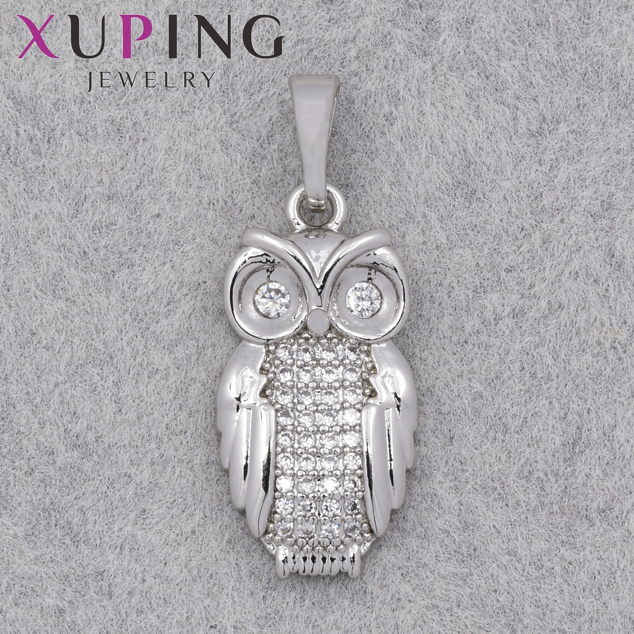 Кулон женский Xuping Jewelry медицинское золото родий совушка с белыми камушками размер изделия 20х10 мм