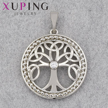 Кулон женский Xuping Jewelry медицинское золото родий дерево с узорами с кристаллом размер изделия 20х20 мм, фото 1