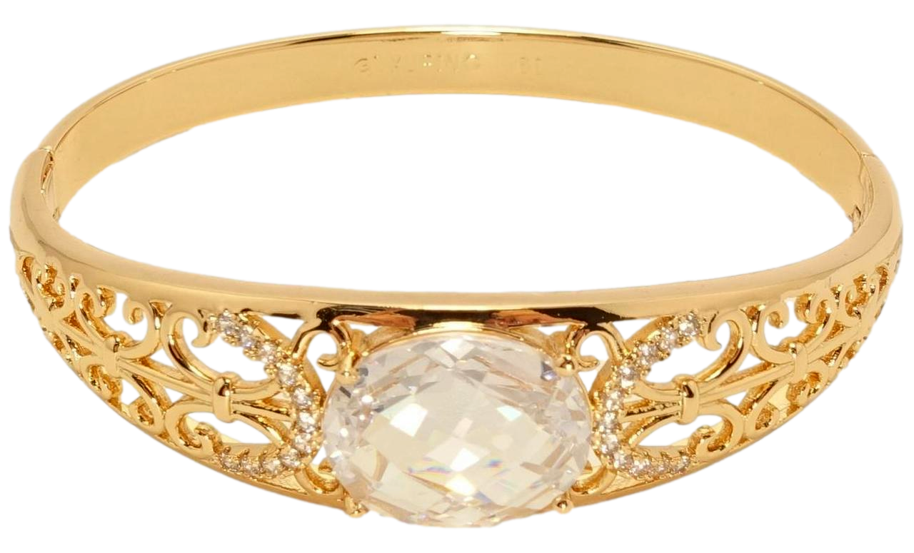Браслет Xuping Позолота 18K "Ажурний орнамент із вставкою кристал" ø 6см