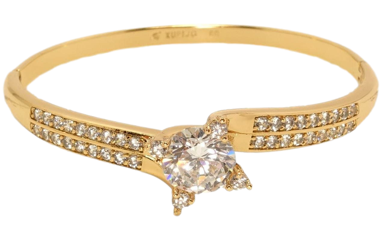 Браслет Xuping Позолота 18K "Подвійна доріжка цирконію із вставкою кристал" ø 6см
