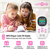 Плеєр MP3 Benjie M5 Kids Bluetooth 5.0 Hi-Fi 32Gb із зовнішнім динаміком Білий + рожевий, фото 4