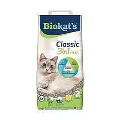 Наповнювач для котячого туалету Biokat's Classic 3in1 Fresh 10 кг — бентонітовий
