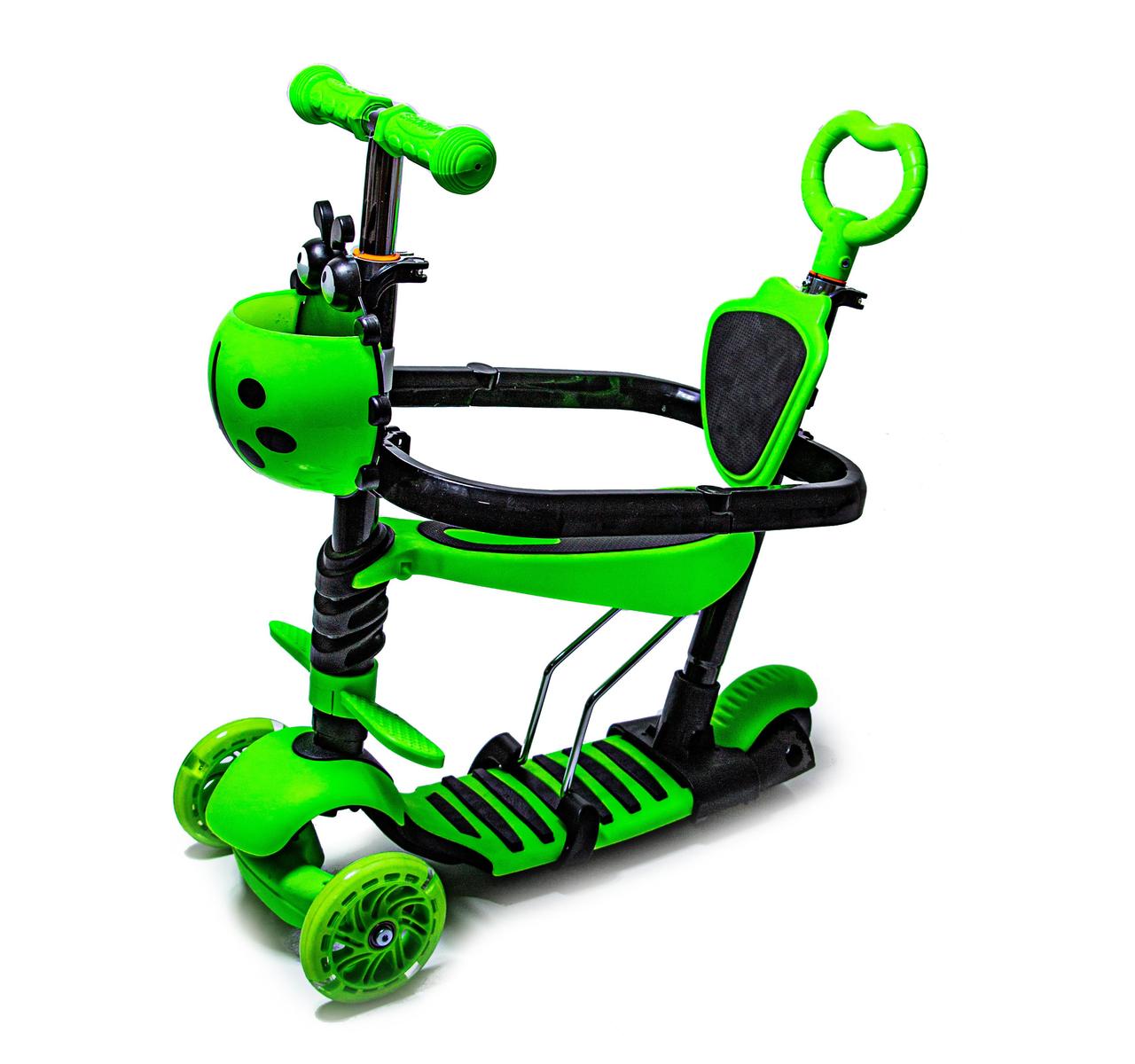 Дитячий самокат 5 в 1 з захисним бортиком. Салатовий, фото 1