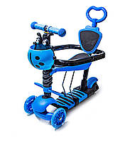 Самокат з захисним бортиком Scooter "Корівка" 5 в 1. Блакитний
