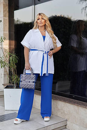 Елегантний жіночий костюм, тканина "Льон" 52, 54, 56, 58, 60, 62 розмір 52, фото 1