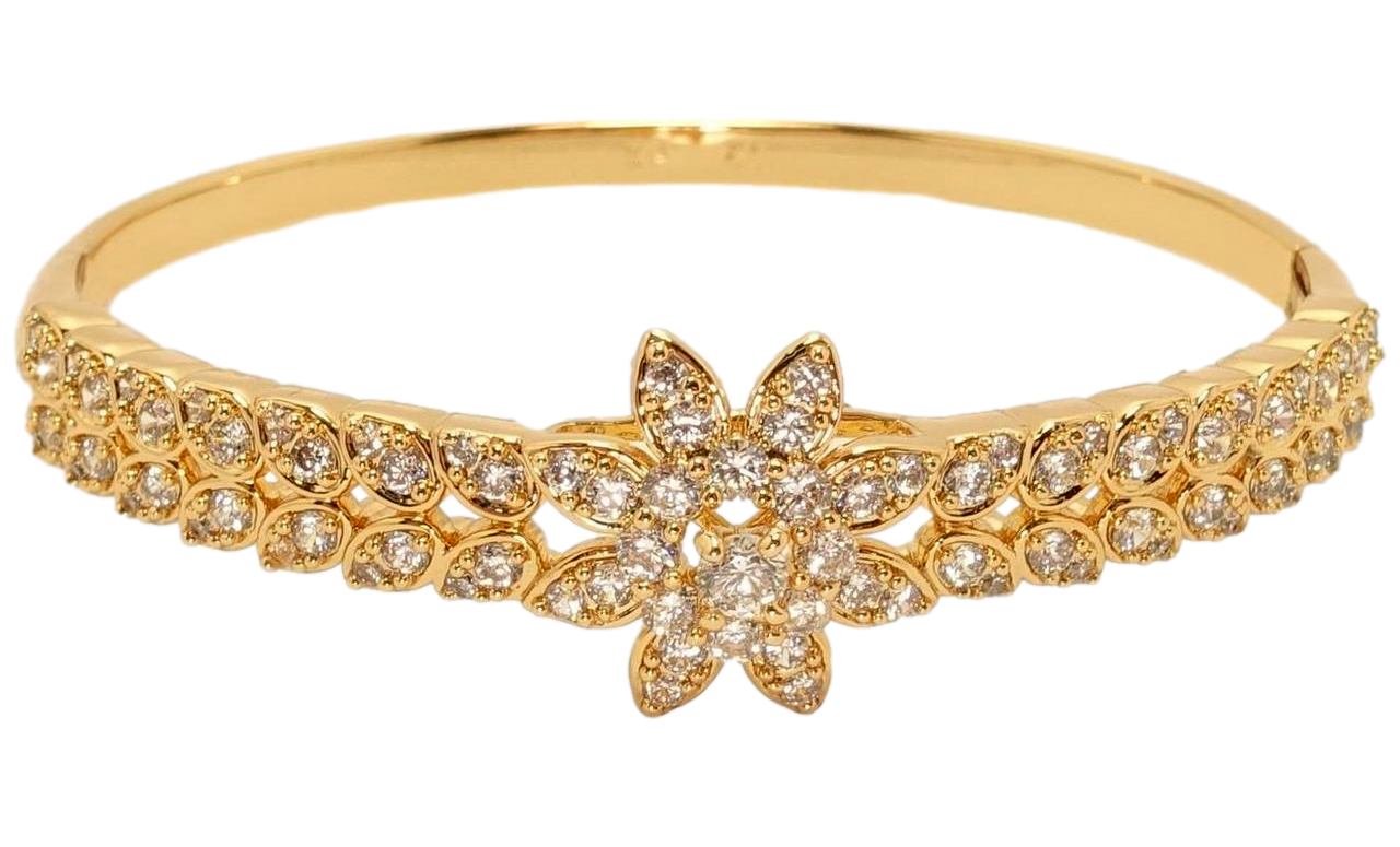 Браслет Xuping Позолота 18K "Витончений квітковий орнамент з цирконієм" ø 6см