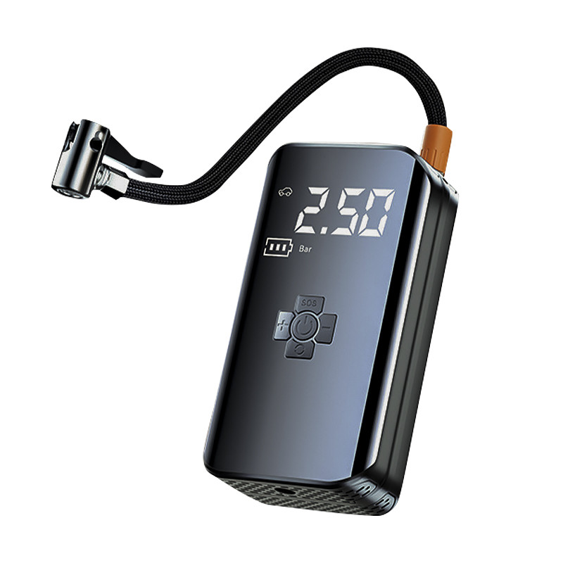 Портативний автомобільний компресор HELLOLEIBOO CQB-008-04 бездротовий з дисплеєм ліхтариком Type-C 15 шт., фото 1