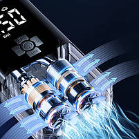 Портативний автомобільний компресор HELLOLEIBOO CQB-008-04 бездротовий з дисплеєм ліхтариком Type-C 15 шт., фото 5