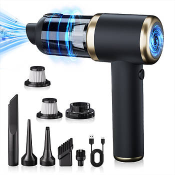 Автомобільний пилосос HELLOLEIBOO T-132 Black+Gold + сумка 120 Вт TYPE-C 2000 mAh 1 шт.