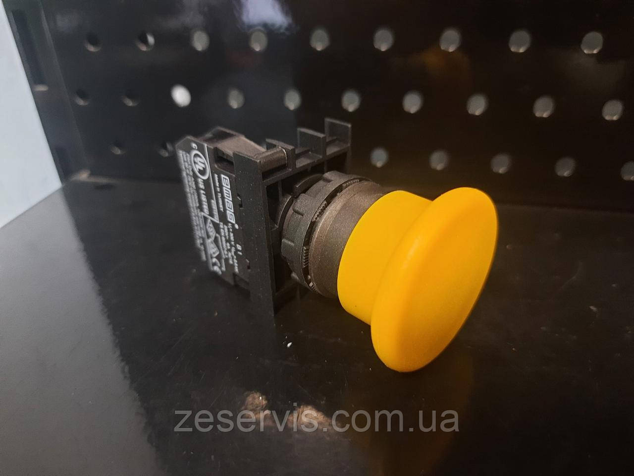 Кнопка "грибок" B100MS без фіксації (1НО) жовта, EMAS