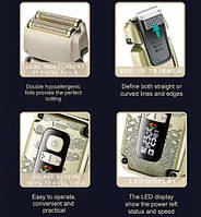 Електробритва VGR V-337 (шейвер для вологого та сухого гоління, IPX6, LED Display, висувний триммер, metal), фото 5