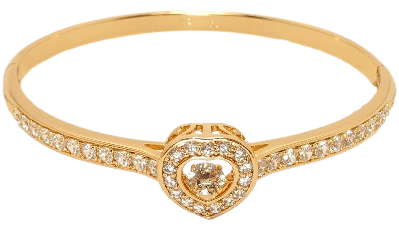 Браслет Xuping Позолота 18K "Доріжка цирконію із серцем і "танцюючим кристалом" ø 6см