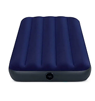 Матрац Intex надувний одномісний 64756, Матрац велюровий односпальний 76х191х25 см cиній