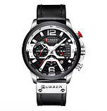 Чоловічий кварцовий годинник з хронографом Curren 8329 Black-Silver, фото 2