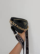Жіноча сумка Michael Kors White Black еко шкіра сумка Майкл Корс чорна Крос Боді на 1 відділення з золотистим ланцюжком MK, фото 2