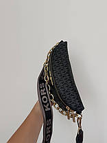 Жіноча сумка Michael Kors White Black еко шкіра сумка Майкл Корс чорна Крос Боді на 1 відділення з золотистим ланцюжком MK, фото 3