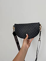 Жіноча сумка Michael Kors White Black еко шкіра сумка Майкл Корс чорна Крос Боді на 1 відділення з золотистим ланцюжком MK, фото 5