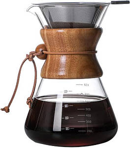 Кемекс для кави (Chemex 800 мл) з металевим фільтром багаторазовим