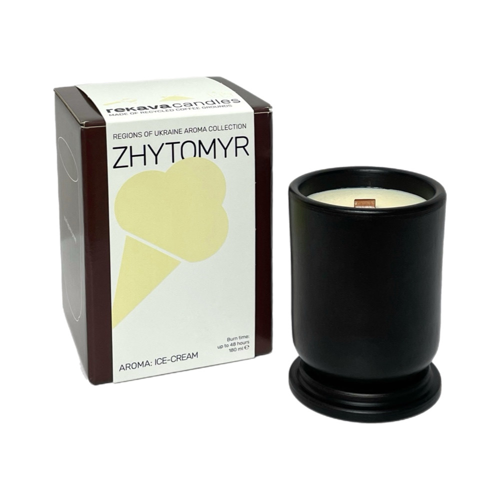 Аромасвічка Житомир з кавової гущі, біорозкладна аромат Морозива, фото 1