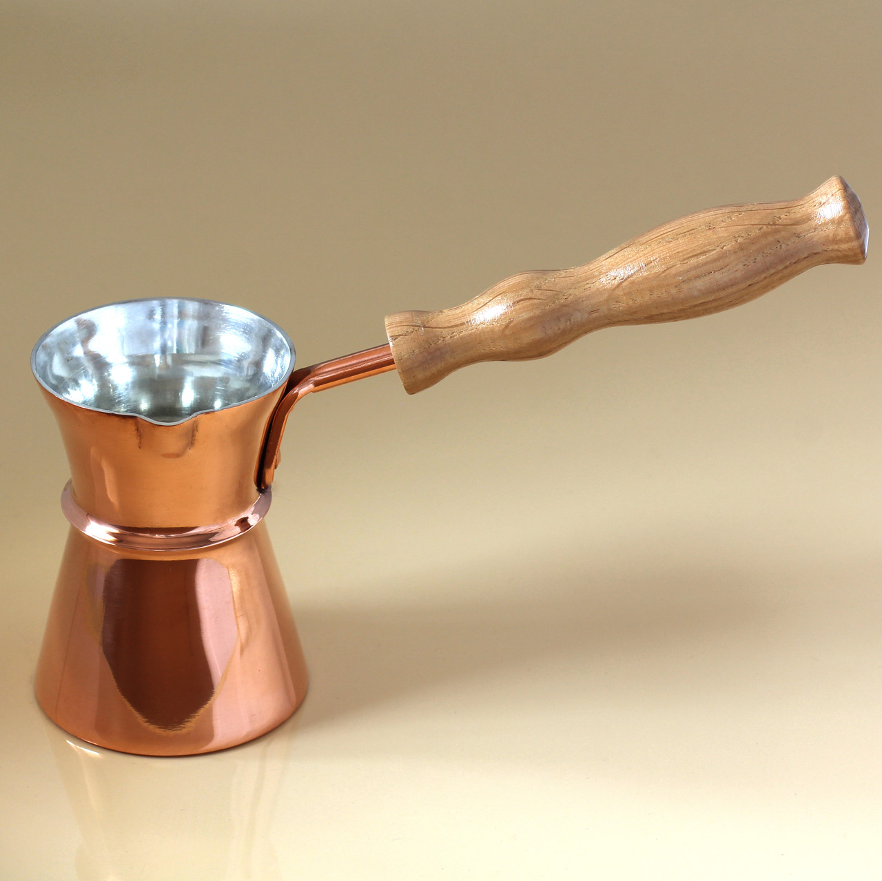 Грецька Мідна турка (Джезва) (70/110 мл). Класична ZH "Афіна" ручка дерево, фото 1