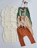 Костюм дитячий муслін із підтяжками для хлопчика розмір 9-24 міс, колір уточнюйте під час замовлення