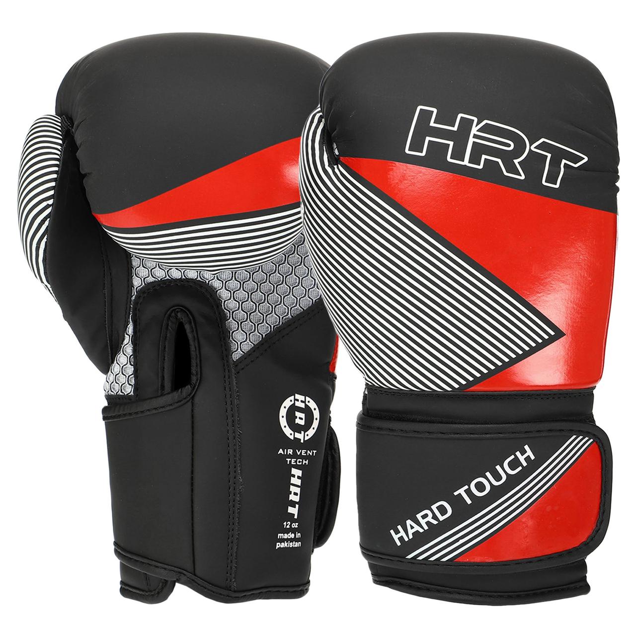Рукавиці боксерські на липучці Hard Touch Boxing 7698 розмір 10 унцій Black-Red