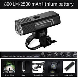Велофара потужна LEADBIKE LD88-OSRAM 800LM, 2500mAh, waterproof, children lock, Li-Ion акумулятор, ЗУ Type-C