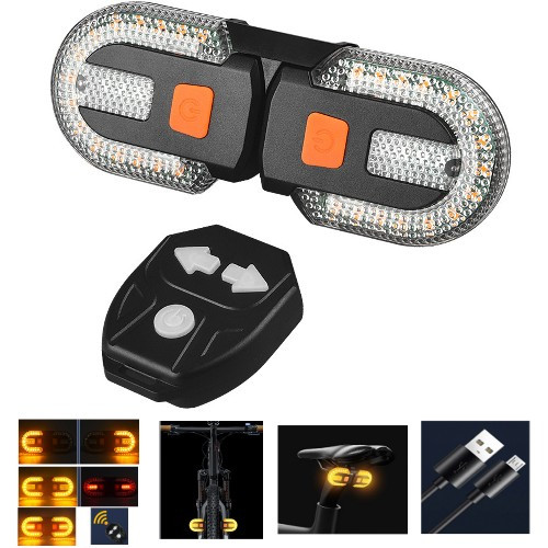 Велоліхтар FY-1825 STOP (yellow), Li-Ion акумулятор, із зазначенням поворотів, ЗУ microUSB, Box, фото 1