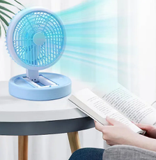 Портативний акумуляторний вентилятор з Led підсвічуванням JK-F665, синій, фото 3