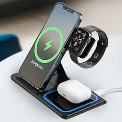 Бездротовий зарядний пристрій XO WX023 3 в 1 станція для заряджання портативної техніки