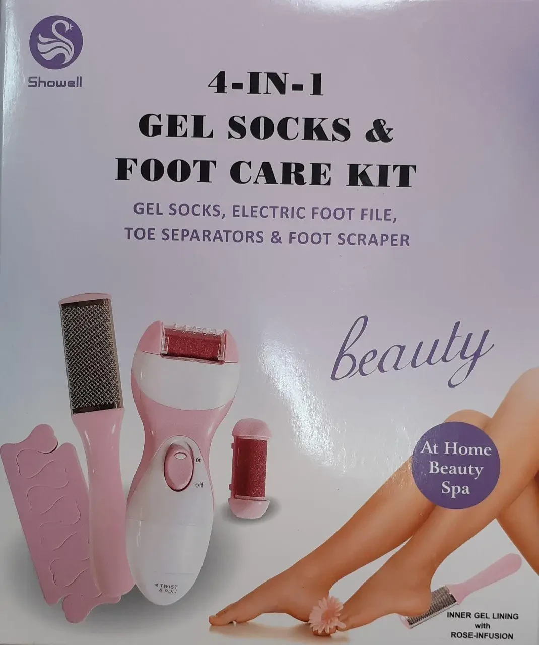 Пемза електрична бездротова з фрезером для догляду за ногами 4-в-1 socks&foot BR00077
