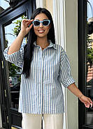 Жіноча легка сорочка з довгим рукавом на кнопках (р.46-48,50-52,54-56,58-60) бавовна з люрексом, фото 3