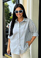 Жіноча легка сорочка з довгим рукавом на кнопках (р.46-48,50-52,54-56,58-60) бавовна з люрексом, фото 2