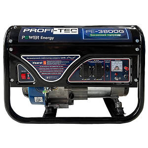 Портативний однофазний генератор на бензині PROFI-TEC PE3800G з ручним стартом