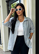 Жіноча легка сорочка з довгим рукавом на кнопках (р.46-48,50-52,54-56,58-60) бавовна з люрексом, фото 4