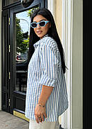 Жіноча легка сорочка з довгим рукавом на кнопках (р.46-48,50-52,54-56,58-60) бавовна з люрексом, фото 5