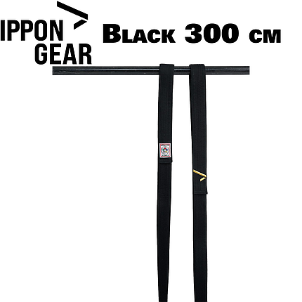 Пояс для кімоно дзюдо для змагань Ippon Gear IJF Judo Belt Black чорний довжина 300 см, фото 1