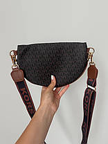 Жіноча сумка Michael Kors White Black Brown еко шкіра сумка Майкл Корс чорна Крос Боді на 1 відділення з золотистим ланцюжком MK, фото 6
