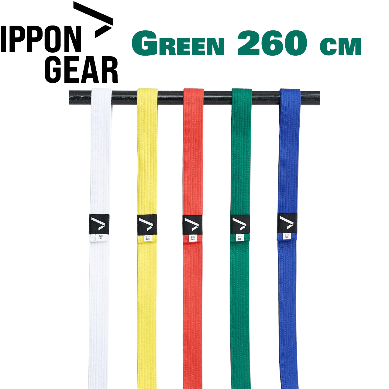 Пояс для кімоно дзюдо Ippon Gear Judo Belt Club 2 Green зелений довжина 260 см