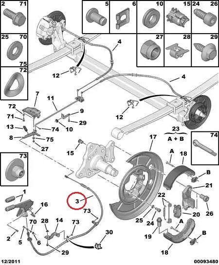 Передній трос ручника 2295 мм на Fiat Ducato, Peugeot Boxer, Citroen Jumper 4 (14-...), 1350313080, 474629, фото 1