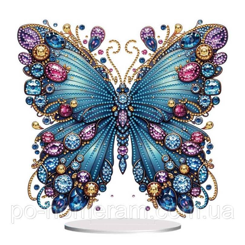 Алмазна мозайка на підставці синій метелик НікіТошка (PID118), фото 1