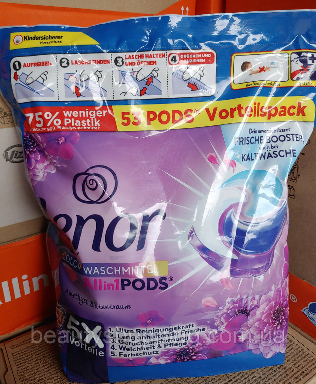 Lenor Color Waschmittel pods Amethyst pods all in 1 капсули для прання кольорових речей 53 шт