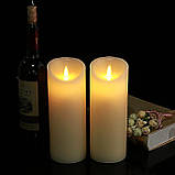 Без полум'яні мерехтливі свічки (2 шт.) Світлодіодні свічки-стовпи на батарейках Пластикові свічки для домашнього декору, фото 2