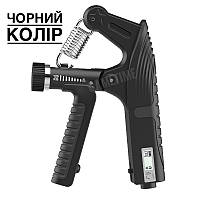 Эспандер кистевой пружинный с регулируемой нагрузкой 10-120 кг и счетчиком нажатий черный цвет
