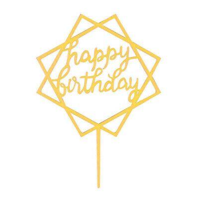 Топпер пластиковий Happy Birthday квадратний темне золото