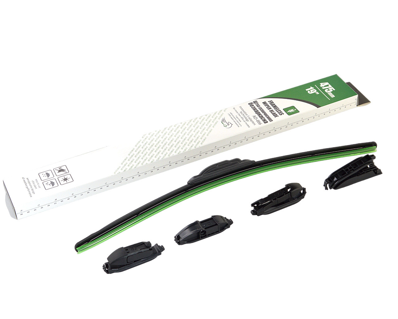 Щітка склоочисника безкаркасна 475 мм 19" (5 адаптерів)