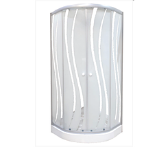Душова кабіна KO&PO 7122-6 90х90х195 см на низькому піддоні розсувні двері матове скло з принтом хвилі, фото 3