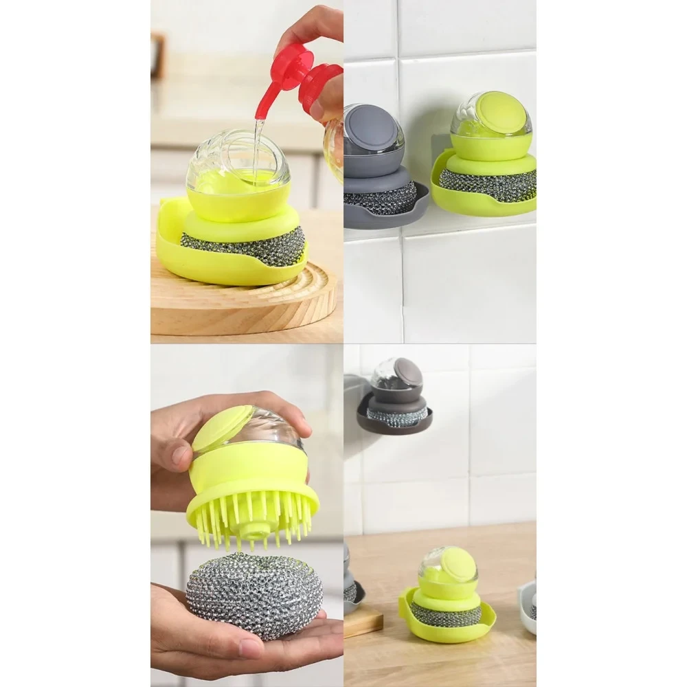 Губка-щітка для посуду дозатором рідини для мила New Ds