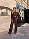Стильний жіночий літній спортивний костюм кофта худи на блискавці штани палаццо двонитка, фото 7