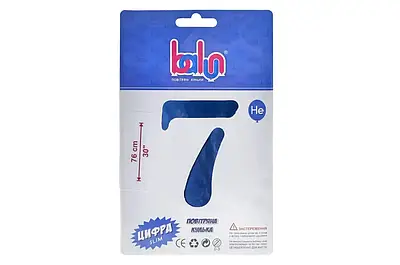 Balun 30"/76 см Цифра 7 Royal blue сатин Фольговані кульки цифри